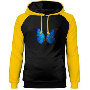 Sudaderas con capucha de mariposa voladora para hombre, ropa de calle Harajuku para hombre, cuello redondo 2023, jerséis de cuello redondo, chándal raglán para hombre