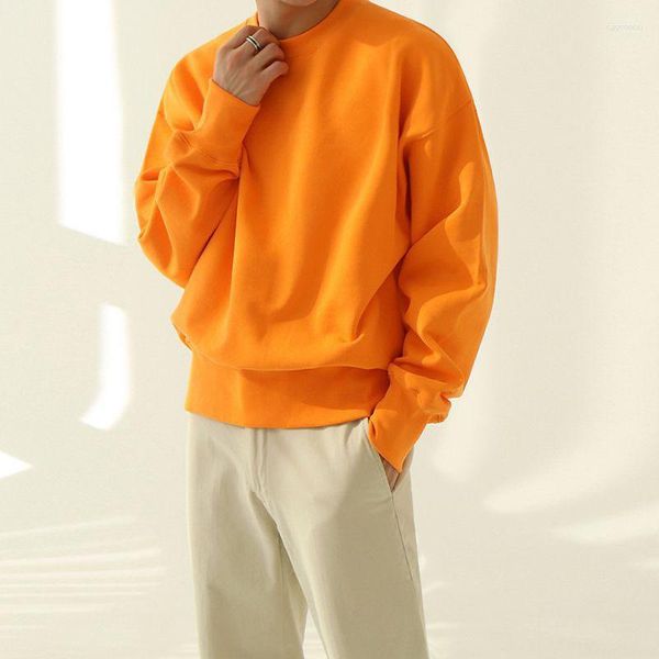 Sudaderas con capucha para hombre C Y suéter de cuello redondo para hombre sólido primavera otoño moda coreana suelta versátil manga larga para hombre Top 9A7046
