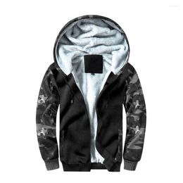 Heren Hoodies Camouflage Kleurblok Versterking Warm Winter Men Haplee Fleece Lijns losse fit Casual bovenkleding 2023 Herfst