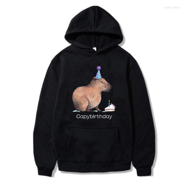 Sweats à capuche pour hommes Capybirthday Kawaii Capybara dessin animé imprimé graphique unisexe à capuche automne mode décontracté manches longues femmes/hommes sweat