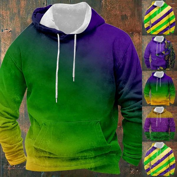 Sweats à capuche pour hommes Carnival 3D Sweat à capuche imprimé Mardi Print Zip Up Sweatshirt pour hommes