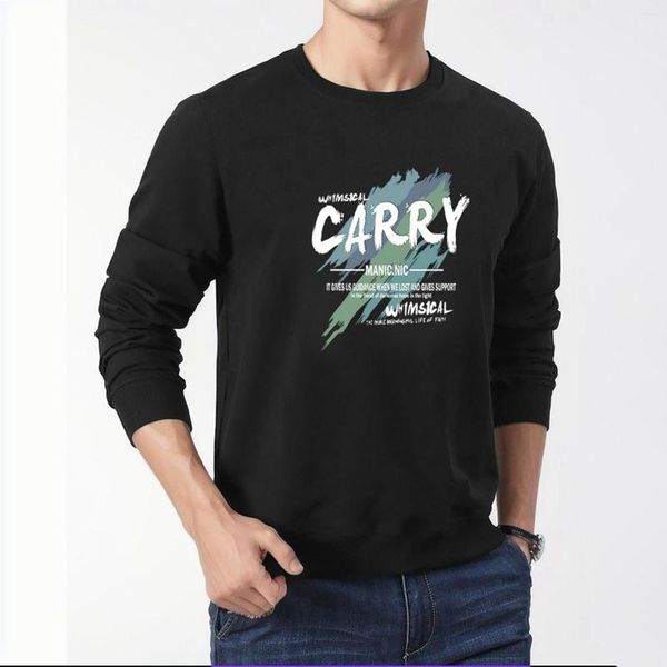 Sweats à capuche pour hommes Porter des sweat-shirts à col rond confiants à manches longues Slim Fit Hauts Pullover Streetwear Mode Gothique Mâle T-shirt