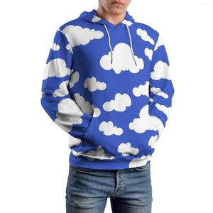 Sweats à capuche pour hommes dessin animé nuage décontracté à manches longues nuageux bleu ciel Cool pull à capuche automne rue mode surdimensionné sweats personnalisés