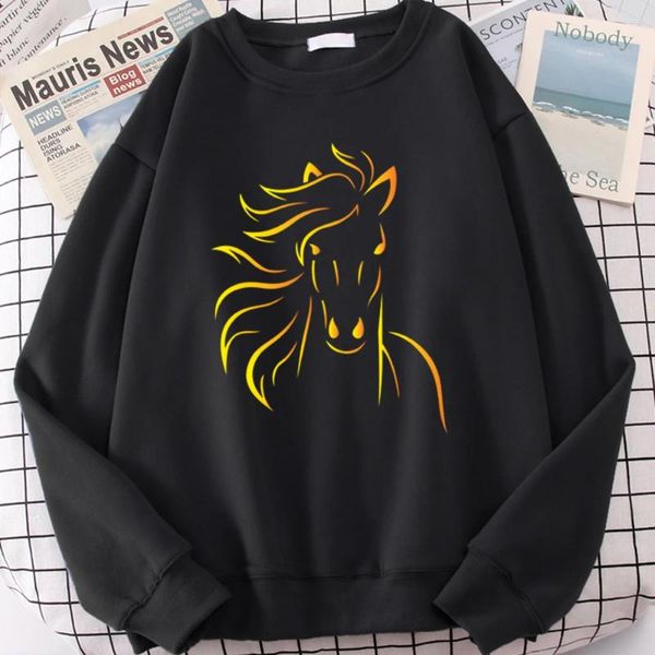 Sweat à capuche pour hommes, imprimé cheval de dessin animé, survêtement ample, de haute qualité, confortable, surdimensionné, Streetwear