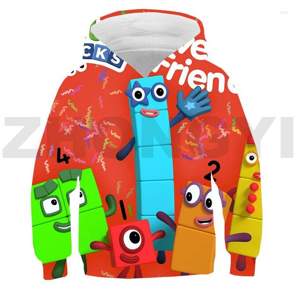 Sweats à capuche pour hommes dessin animé blocs de chiffres sweat enfants Hip Hop rue vêtements haut printemps automne jeu drôle blocs de chiffres imprimés en 3D