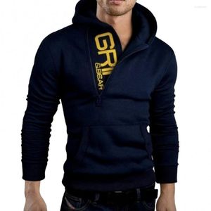 Hommes Hoodies Casual Automne Hiver À Manches Longues Top Sweat Hommes Survêtement Capuche À Capuche Fermeture Éclair Poche Lettres Imprimer Demi Sl