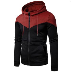 Heren Hoodies Casual blouse katoenen shirt mode kleur bijpassende pocket pocket sweatshirts dunne fluwelen jas jas