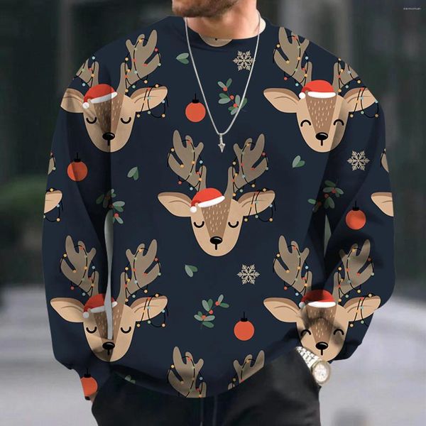 Sudaderas con capucha para hombre, estilo informal, con estampado navideño, manga larga, cuello redondo, cortavientos al aire libre