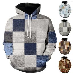 Herenhoodies Casual mode kleuraanpassing bedrukte hoodie met lange mouwen Tan verwarmd effen sweatshirt met capuchon