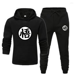 Heren Hoodies Casual Tracksuits Solid 2 -delige mannen Set veter omhoog Hooded Jacket Sweatshirt Drawing broek Mens Sportwear Pakken Outdoor