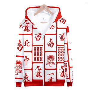 Sudaderas con capucha para hombre China Mahjong 3D impreso cremallera hombres/mujeres moda manga larga Sudadera con capucha ropa de calle ropa para niños