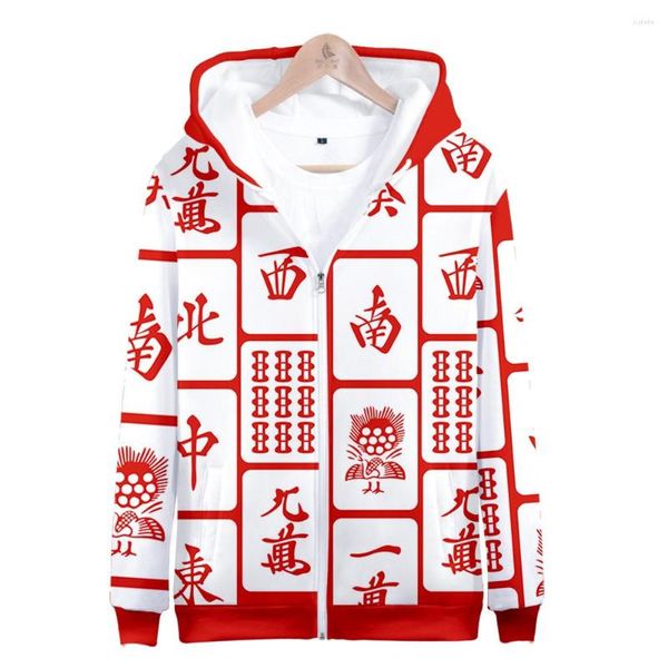 Sudaderas con capucha para hombre China Mahjong 3D impreso cremallera hombres/mujeres moda manga larga Sudadera con capucha ropa de calle ropa para niños