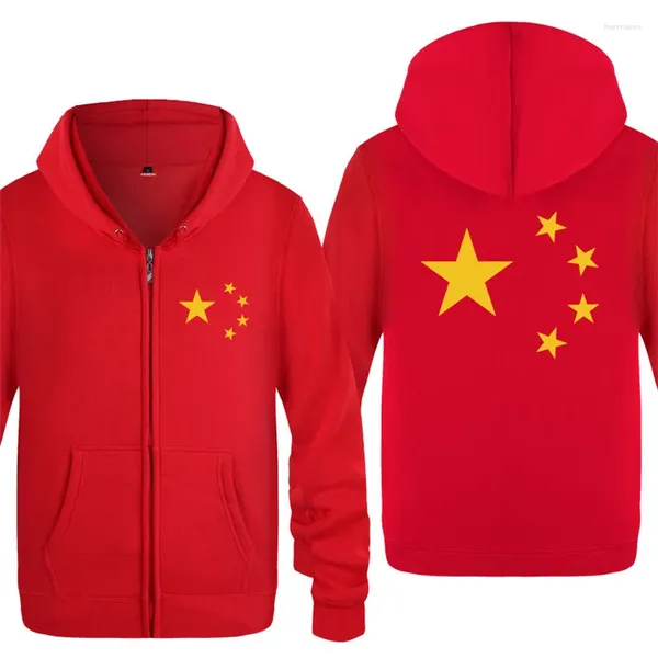 Sudadera para hombres china de la bandera roja de cinco estrellas con capucha de manga larga con capucha de manga larga.