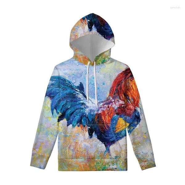 Sweat à capuche pour le coq chinois Hoodies Chinois Hommes Femmes Femmes 3D Poulet Animal Poulet Long Hoody Street Casual Pullover Swearshirt