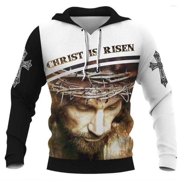 Sudaderas con capucha para hombre Christian Jesus Hoodie Impresión 3D Harajuku Ropa Moda Sudadera con capucha Oversize Casual Pullover Tops