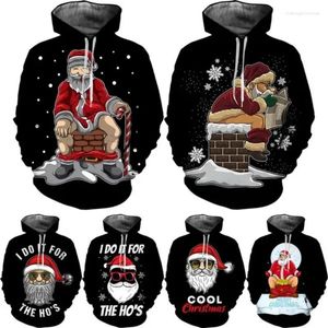 Sweats à capuche pour hommes Noël 3D imprimé automne Père Noël à capuche mode à manches longues coloré pull chemises personnalité capuche drôle sweat