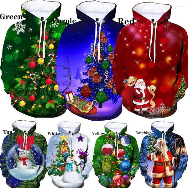 Sudaderas con capucha para hombre, Navidad, árbol impreso en 3d, muñecos de nieve, sudadera con capucha de Papá Noel, traje de béisbol para hombres y mujeres