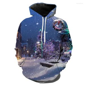 Hoods Hoodies Christmas Heren 3D Hoodie Print Hip Hop Graphic Spring en Autumn Fashion Snowman Anime Sweatshirt Mouwed