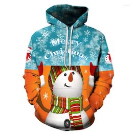 Sweats à capuche pour hommes Noël Hommes Femmes 3D Bonhomme de neige Imprimer Garçons et filles Sweat-shirt Streetwear Manteau à capuche pour enfants Y2K Sweat à capuche surdimensionné