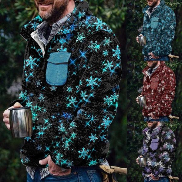 Sudaderas con capucha para hombre, diseño de copo de nieve navideño, con botones en la parte delantera, sudadera con capucha, sudaderas para hombre, chaqueta de algodón pequeña