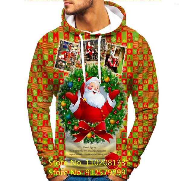 Sudaderas con capucha para hombre Muñeco de nieve de Navidad Sudadera con capucha 3D Hombres / Mujeres Sudaderas con estampado de Papá Noel Camisas divertidas Impreso Harajuku Pullover