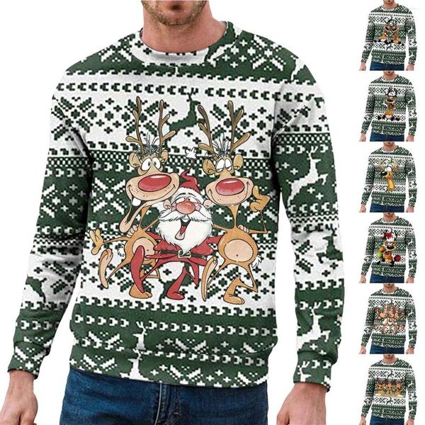 Sudaderas con capucha para hombre, suéter de Navidad para hombre, estampado 3d de Papá Noel, sudadera de manga larga para otoño e invierno, ropa informal de gran tamaño