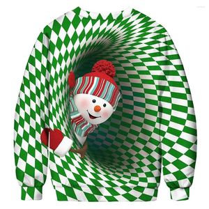 Sweats à capuche pour hommes Pulls de Noël pour hommes Renne 3D Imprimé Pull à col rond Pulls Vêtements de dessin animé Vacances Femmes Sweatshirts