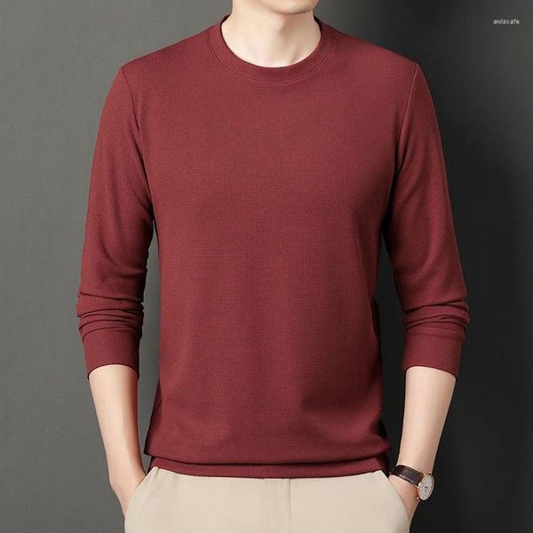 Sweats à capuche pour hommes Classique Homme O-Cou Sweat à capuche Printemps Vêtements Harajuku Mode Sweatshirts Couleur unie Coréen Y2K Blouse Homme Marron T-shirts