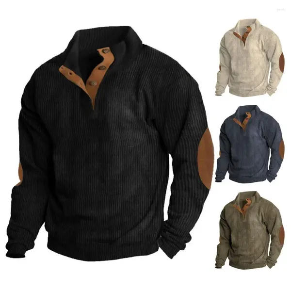 Sweat-shirt masculin masculin Sweat-shirt Button-up Colliers de support élégant pour l'automne Hiver Casual Pullover