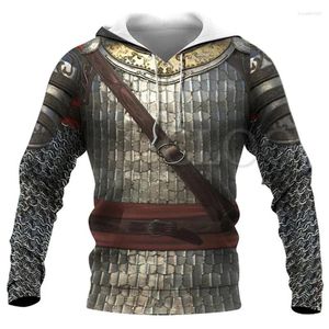 Sweats à capuche pour hommes CLOOCL Chainmail Knight Armure médiévale 3D Imprimer Hommes Sweat à capuche Harajuku Mode Sweat à capuche Veste unisexe Cosplay