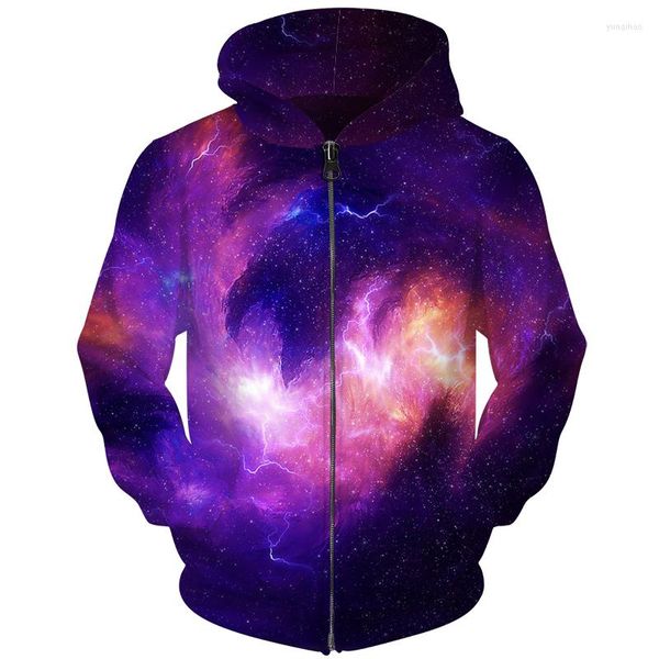 Sweats à capuche pour hommes Cloudstyle 2023 fermeture éclair galaxie 3D imprimé nébuleuse pulls à capuche Harajuku Streetwear hommes décontracté