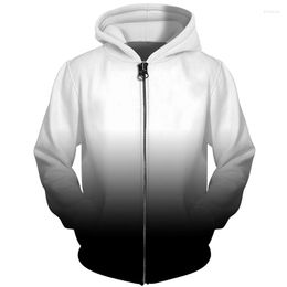 Hoods Hoodies CloudStyle 3D Men Zip Up Black White Gradient Simple Solid Print Streetwear Jacket Women Out meter plus maat 5xl