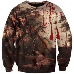 Sweats à capuche pour hommes Cloudstyle 3D Sweats pour hommes Style Halloween Sweat-shirt drôle entièrement imprimé Pull à manches longues Streetwear Polyester