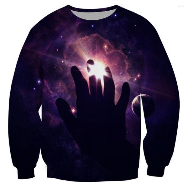 Sudadera con capucha masculina Cloudstyle 3d misteriosa sudadera de cielo estrellado Men Gothic Dark Universe P￭bles de poli￩ster O-cuello Sweinshirt Long Sweins