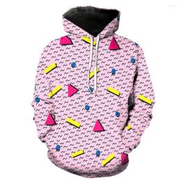 Heren Hoodies CnuuiKooek Sweatshirts 3D Roze Jigsaw Puzzle Gedrukte Hooded Pocket Pullover Hoody Fashion