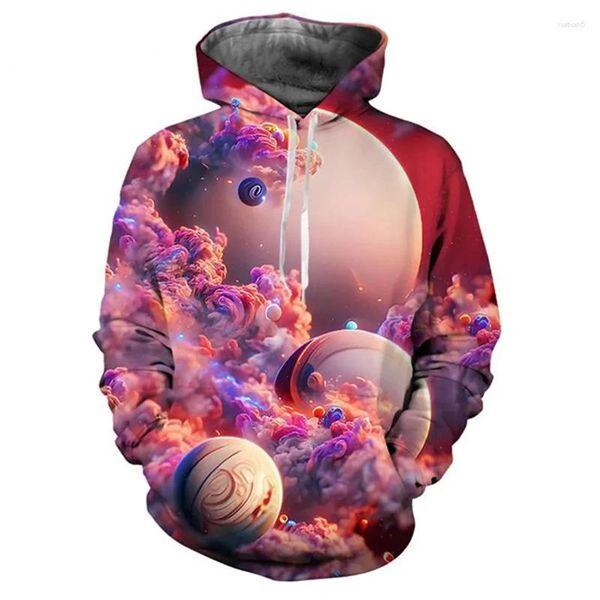 Sweat à capuche masculin Planet coloré Galaxy 3D Imprimé pour hommes vêtements Harajuku Fashion Sweatshirts Streetwear Casual Streetwear Pullovers Tracks Top