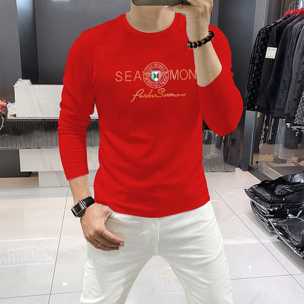 Sudaderas con capucha para hombre Color Camisas de manga larga Moda Tops masculinos Diamantes Jersey de alta calidad Otoño Invierno Algodón Hombre Ropa M-4XL