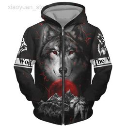 Sweats à capuche pour hommes Cool 3D Wolf Imprimé Zipper Hoodies Mode Hommes / Femmes Streetwear Veste À Capuche Manteau Unisexe Casual Hip Hop Pull HKD230704