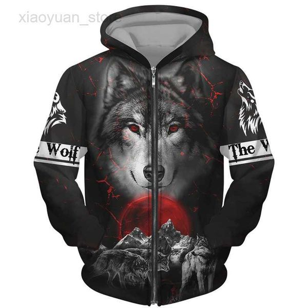 Sweats à capuche pour hommes Cool 3D Wolf Imprimé Zipper Hoodies Mode Hommes / Femmes Streetwear Veste À Capuche Manteau Unisexe Casual Hip Hop Pull HKD230704