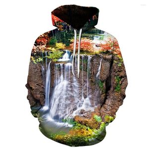 Heren Hoodies Cool Fashion 3D Print Funny Unisex Waterfall Mountain Water pullover Sleeve Streetwear Sweatshirt hoodie