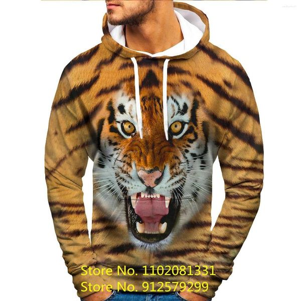 Sudaderas con capucha para hombre Cool Fashion Tiger Printed Hombres Mujeres Casual 3D Sudadera Streetwear Animal Manga larga Sport Pullover