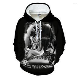 Heren Hoodies Cool Ladies Hoodie Skull Print Beijing Opera Art 3d Halloween Street Kleding Merk Jas Autumn and Winter