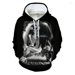 Sudaderas con capucha para hombre Cool Ladies Hoodie Skull Print Beijing Opera Art 3D Halloween Street Clothing Brand Coat Otoño e invierno