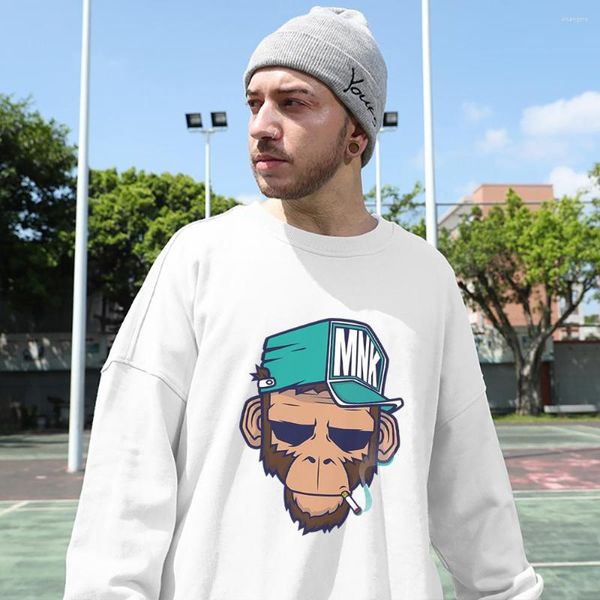 Sudaderas con capucha para hombre Cool Mr Smoking Monky Impreso Algodón Hombre Sudadera Casual Hip-Hop Ropa Moda Estética Sudaderas Tendencia de nicho