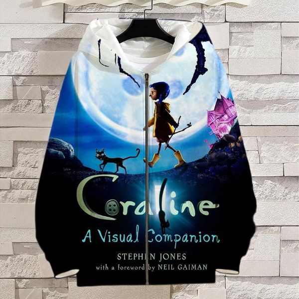 Sudaderas con capucha para hombre Coraline para hombre y mujer, sudadera con capucha para niños, jersey con estampado 3D, ropa de calle para niños y niñas, sudadera con cremallera, Tops geniales a la moda