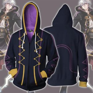 Hoodies masculins cosplay Fire Emblem Robin Zipper Sweat Sweat Shirt Anime Anime Sweethirt Veste Costume de manteau