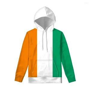 Heren hoodies Cote D'ivoire rits hoodie op maat gemaakte naam nummer teamlogo Ci Pullover Civ ivoor Natie Franse D Ivoor vlag kleding