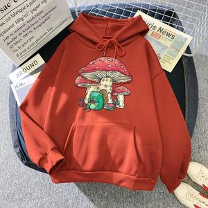 Sweats à capuche pour hommes Cottagecore Esthétique Grenouille Tricot Champignon Maison Sweat À Capuche Pour Hommes Personnalité Casual Sweat À Capuche Ras Du Cou Polaire Pulls Homme