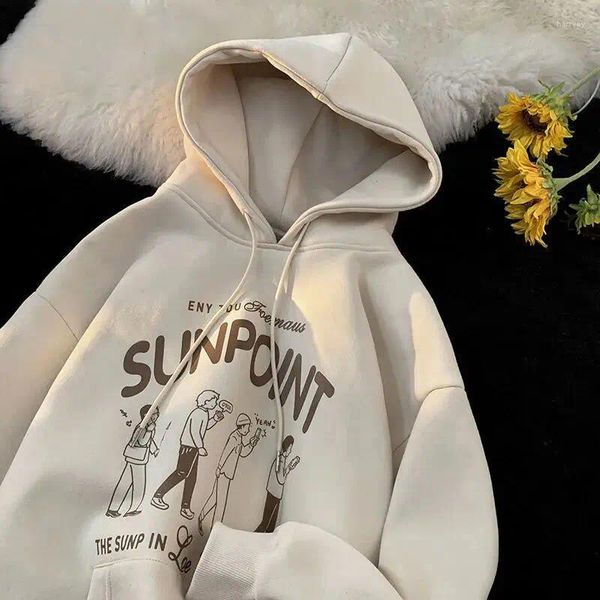 Sudaderas con capucha para hombre Pareja Hip-hop Personalidad Tendencia Impresión de dibujos animados Suéter con capucha Otoño e invierno Hombres coreanos Mujeres Sueltas Casual Top Harajuku