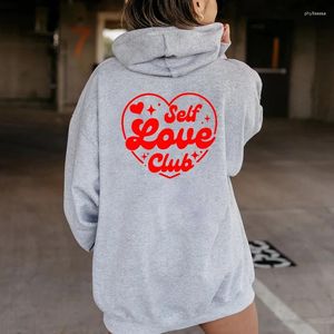 Sudaderas con capucha para hombres Pareja Red Self Love Club Carta Hombres Mujeres Moda Jersey personalizado Otoño Cordón Canguro Bolsillo Sudaderas